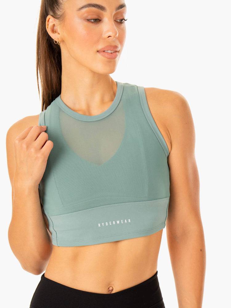 Sage Green Ryderwear Women Tanks Revival Mesh Women's Tanks | AU2918TV