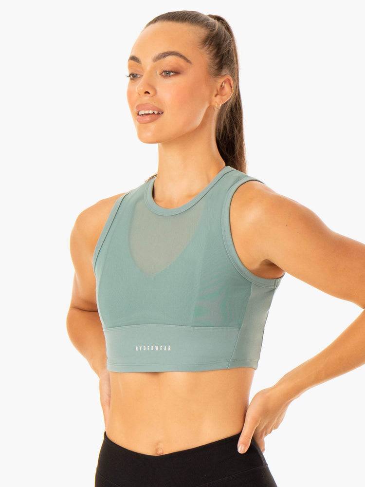 Sage Green Ryderwear Women Tanks Revival Mesh Women's Tanks | AU2918TV