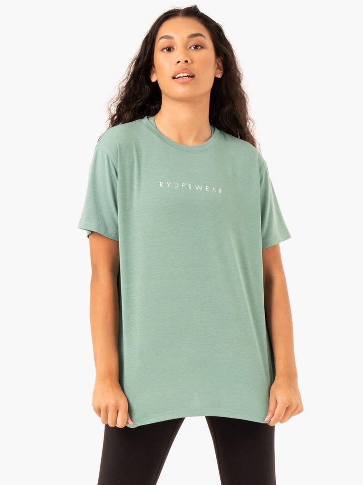 Sage Ryderwear Women T Shirts Boyfriend Longline Women's T Shirts | AU2730BC