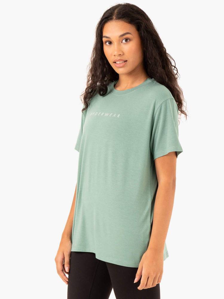 Sage Ryderwear Women T Shirts Boyfriend Longline Women's T Shirts | AU2730BC