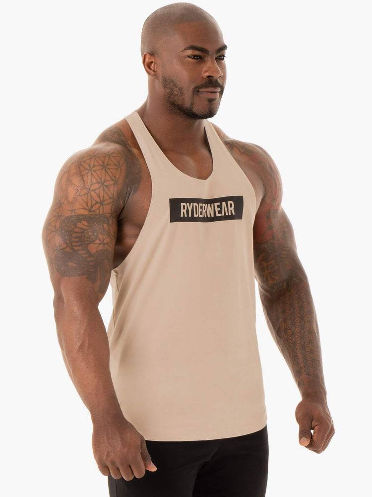 Sand Ryderwear Men Gym Stringers Base Stringer T-Back Men's Gym Stringers | AU1502VD