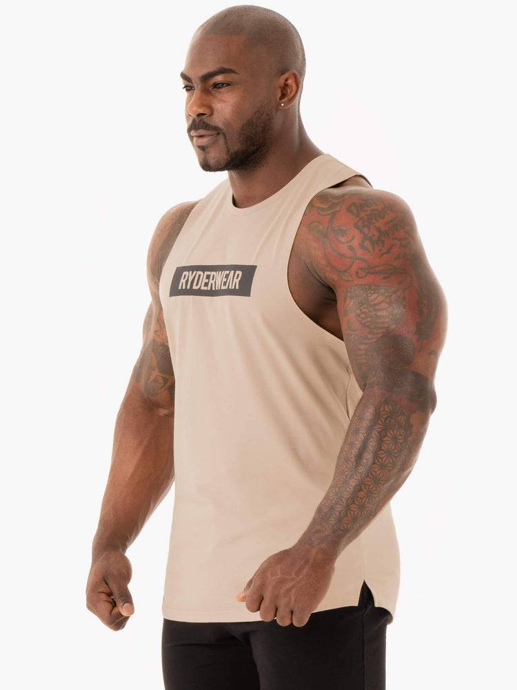 Sand Ryderwear Men Tanks Base Baller Tank Men's Tanks | AU1067RW