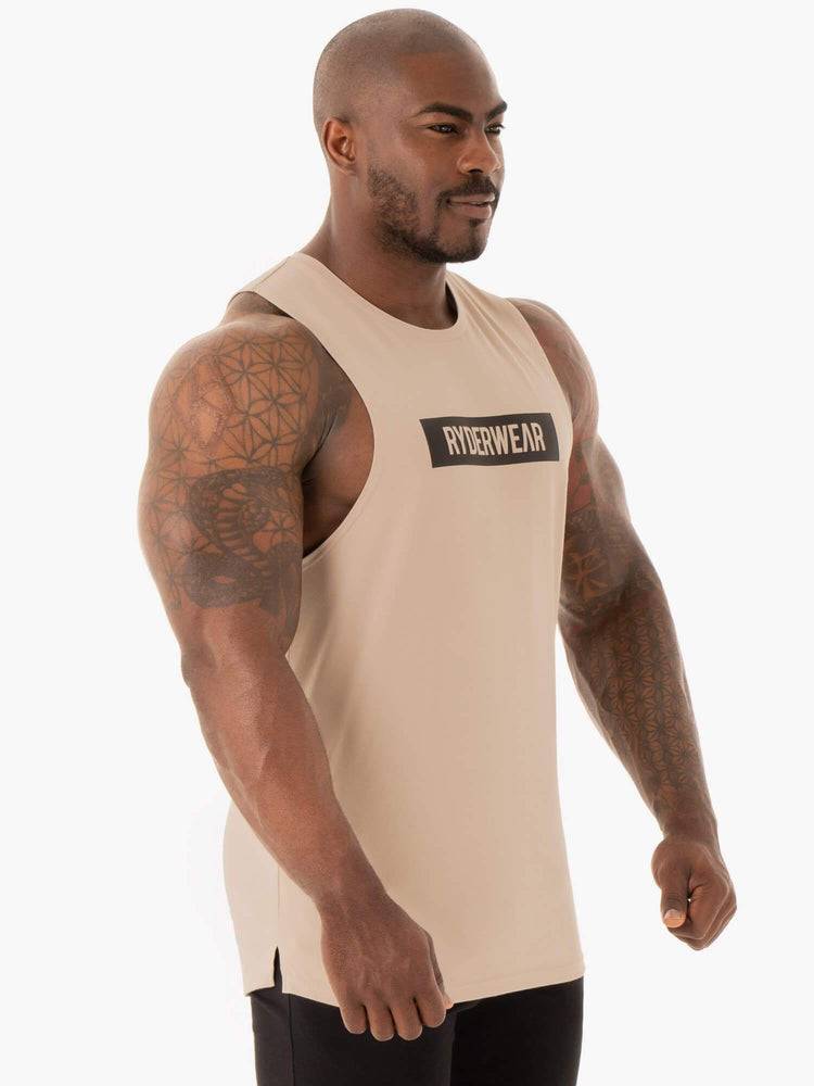 Sand Ryderwear Men Tanks Base Baller Tank Men's Tanks | AU1067RW