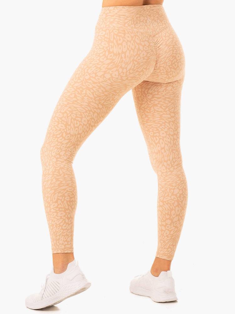 Sandstone Leopard Ryderwear Women Leggings Rotation High Waisted Scrunch Women's Leggings | AU1830DN