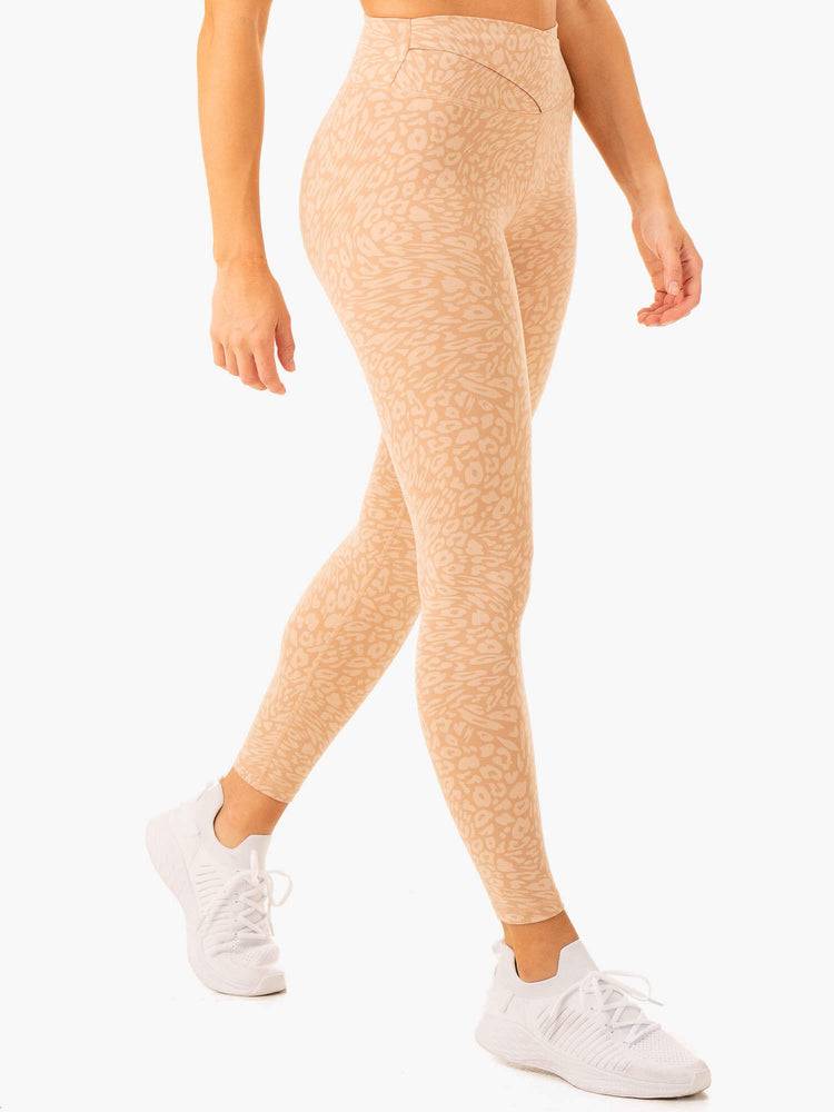 Sandstone Leopard Ryderwear Women Leggings Rotation High Waisted Scrunch Women's Leggings | AU1830DN