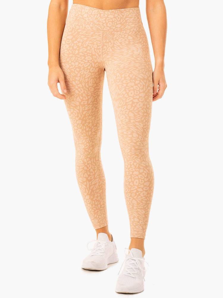 Sandstone Leopard Ryderwear Women Leggings Rotation High Waisted Scrunch Women's Leggings | AU1830DN