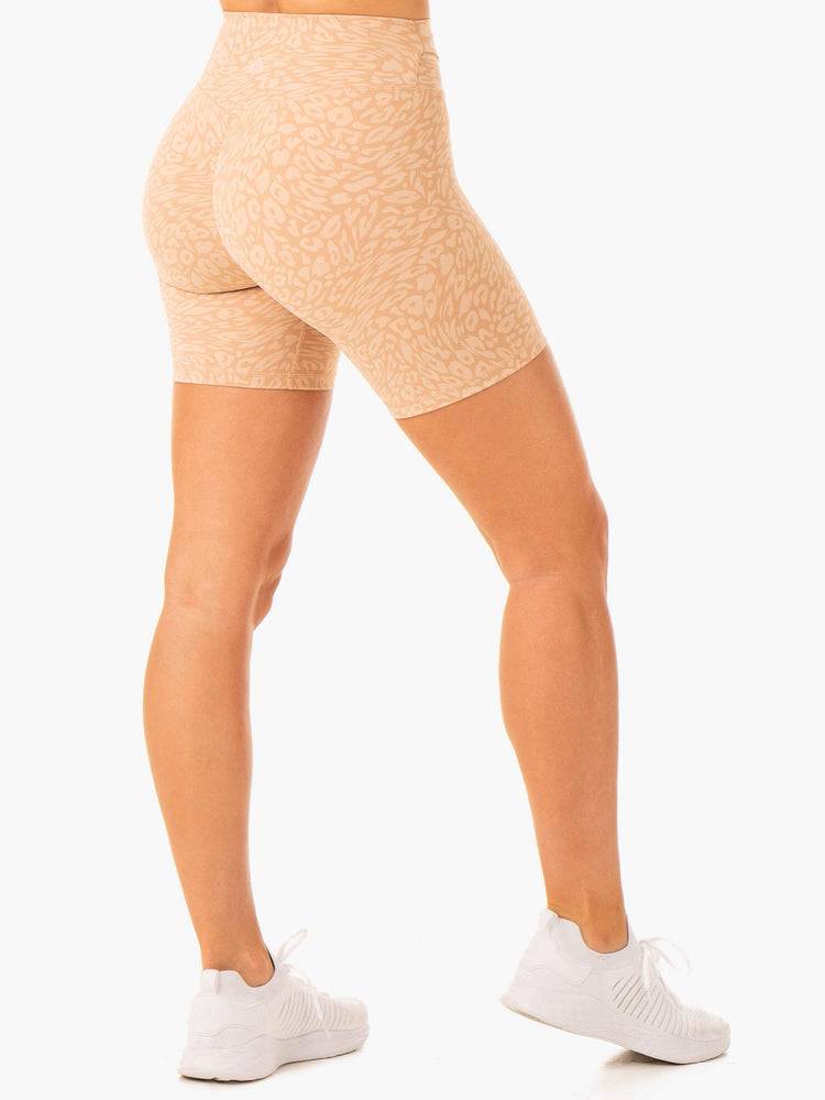 Sandstone Leopard Ryderwear Women Shorts Rotation High Waisted Scrunch Women's Shorts | AU2090DN