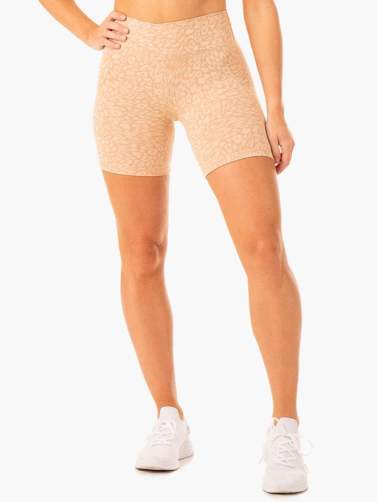 Sandstone Leopard Ryderwear Women Shorts Rotation High Waisted Scrunch Women\'s Shorts | AU2090DN