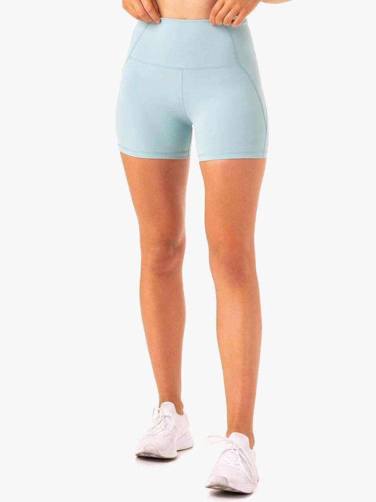 Seafoam Blue Ryderwear Women Shorts Sola High Waisted Women's Shorts | AU2169FM