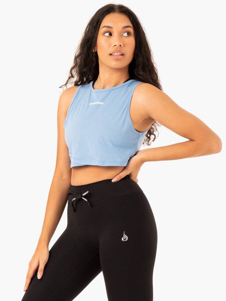 Sky Blue Ryderwear Women Tanks Replay Cross Over Women's Tanks | AU2851QZ