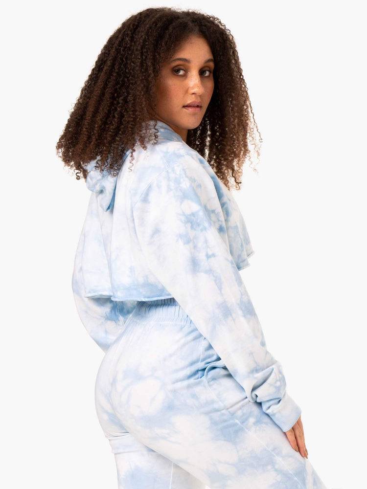 Sky Blue Tie Dye Ryderwear Women Hoodie Tie Dye Pullover Women's Hoodie | AU1673SO