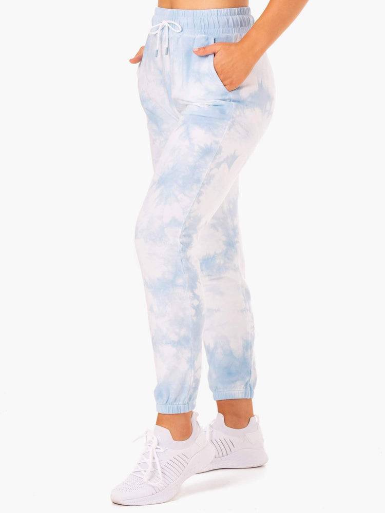 Sky Blue Tie Dye Ryderwear Women Track Pants Tie Dye High Waisted Women's Track Pants | AU3057IS