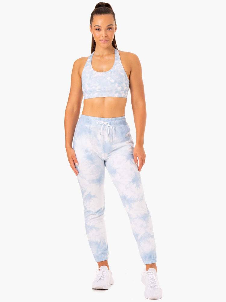 Sky Blue Tie Dye Ryderwear Women Track Pants Tie Dye High Waisted Women's Track Pants | AU3057IS