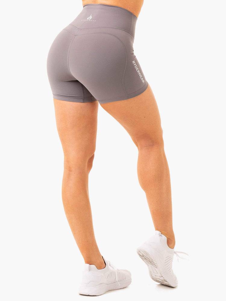 Smoke Grey Ryderwear Women Shorts Frequency High Waisted Women's Shorts | AU2092GL