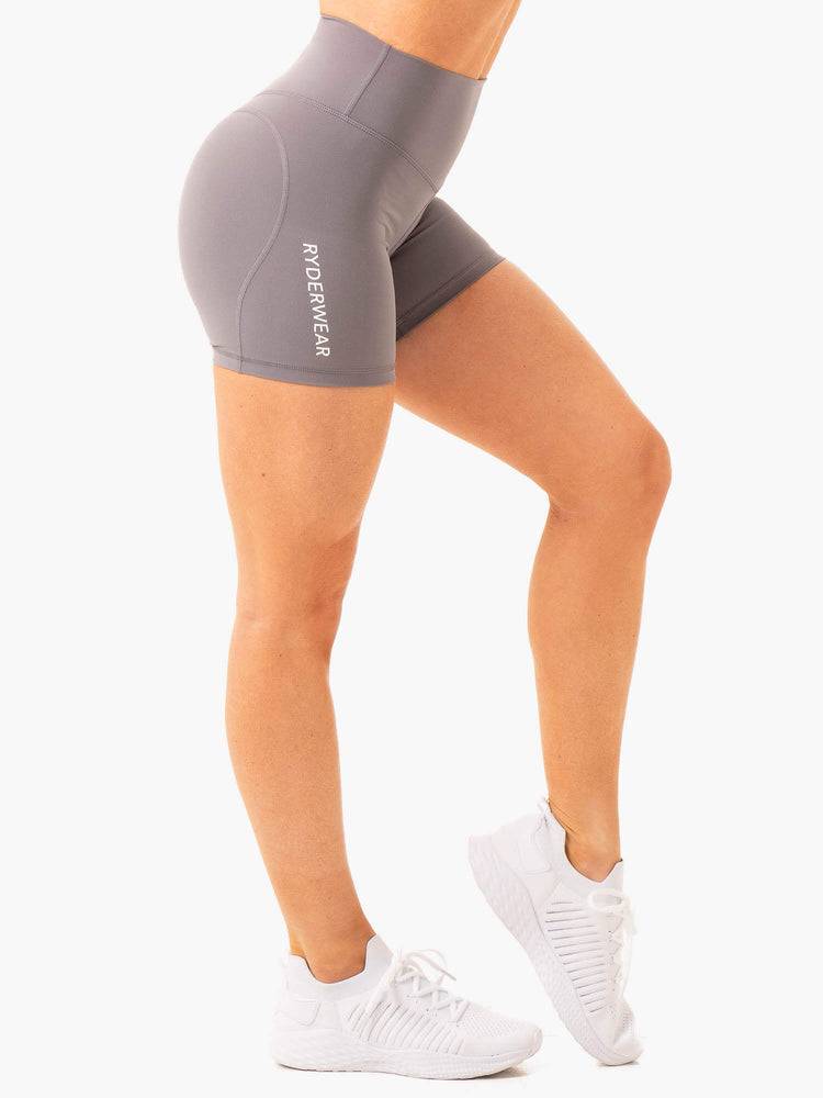 Smoke Grey Ryderwear Women Shorts Frequency High Waisted Women's Shorts | AU2092GL