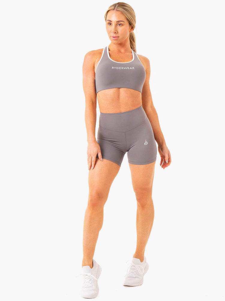 Smoke Grey Ryderwear Women Shorts Frequency High Waisted Women's Shorts | AU2092GL