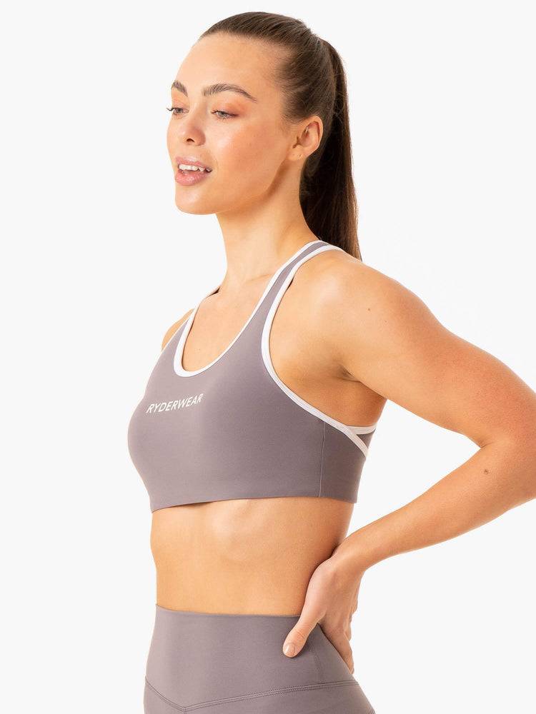 Smoke Grey Ryderwear Women Sports Bra Frequency High Impact Women's Sports Bra | AU2253ZG