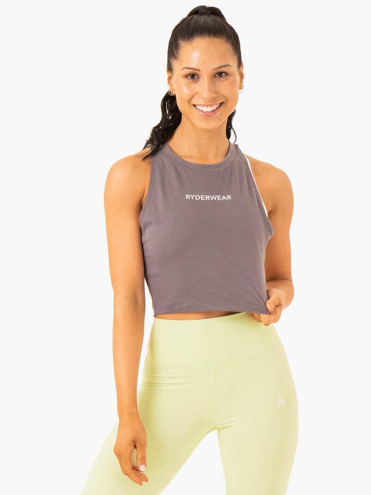 Smoke Grey Ryderwear Women Tanks Frequency Women\'s Tanks | AU2832LH