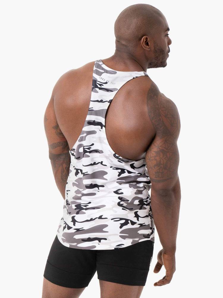 Snow Camo Ryderwear Men Gym Stringers Camo Tech Mesh Stringer T-Back Men's Gym Stringers | AU1508EX