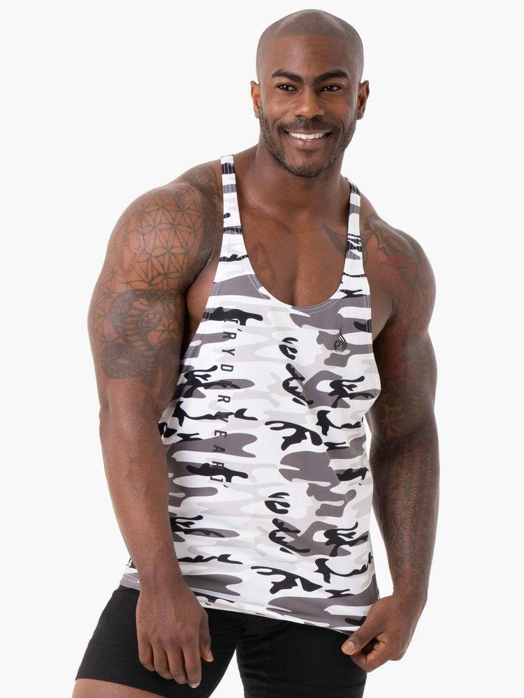 Snow Camo Ryderwear Men Gym Stringers Camo Tech Mesh Stringer T-Back Men\'s Gym Stringers | AU1508EX