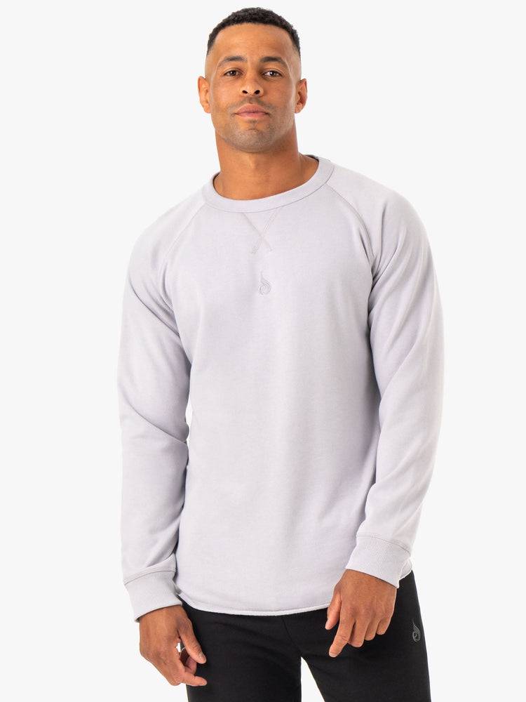 Snow Grey Ryderwear Men Sweaters Restore Crew Neck Men's Sweaters | AU1337FM