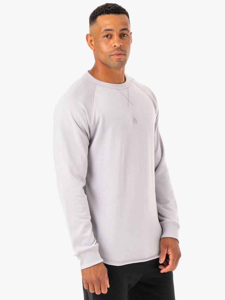 Snow Grey Ryderwear Men Sweaters Restore Crew Neck Men\'s Sweaters | AU1337FM