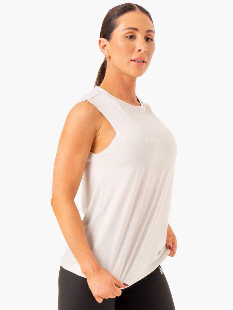 Snow Grey Ryderwear Women Tanks Foundation Muscle Women's Tanks | AU2908GL