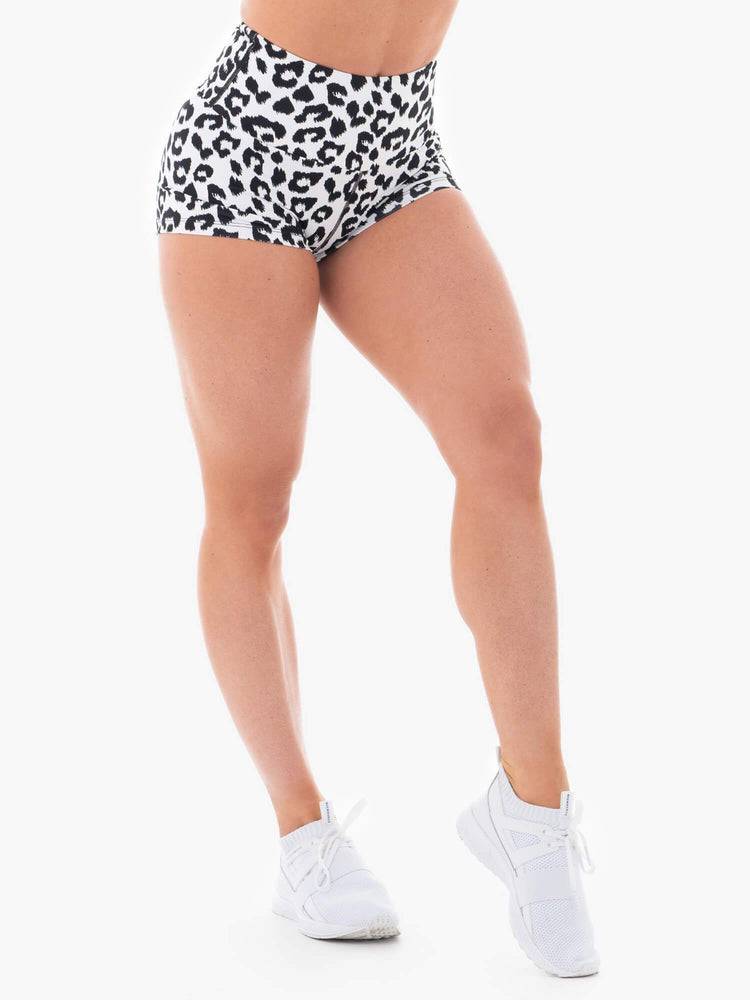 Snow Leopard Ryderwear Women Shorts Animal Scrunch Bum Women's Shorts | AU2029RW