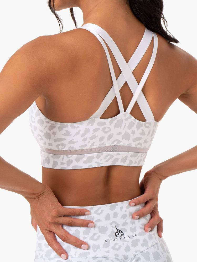 Snow Leopard Ryderwear Women Sports Bra Amazon Mesh Women's Sports Bra | AU2494FM