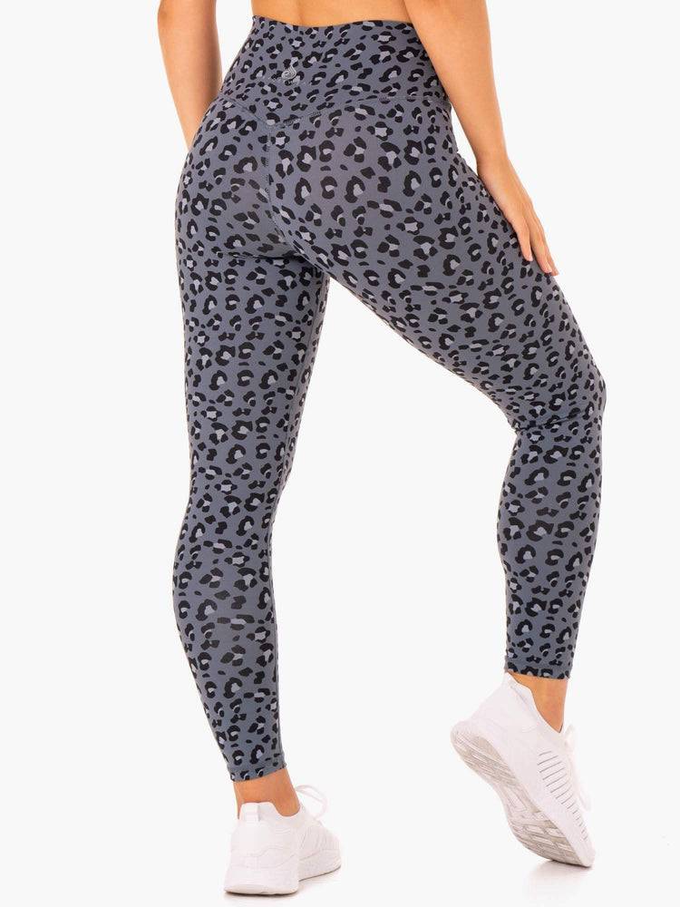 Steel Blue Leopard Ryderwear Women Leggings Hybrid Full Length Women's Leggings | AU1910GL