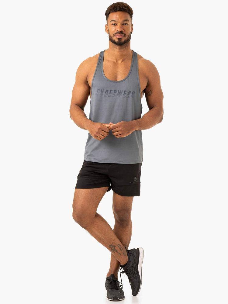 Steel Blue Ryderwear Men Gym Stringers Overdrive Stringer T-Back Men's Gym Stringers | AU1535RW