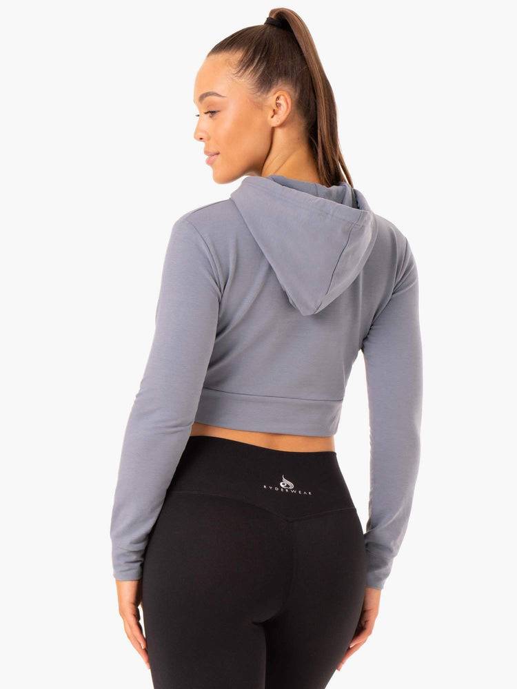 Steel Blue Ryderwear Women Hoodie Hybrid Fitted Women's Hoodie | AU1686NB