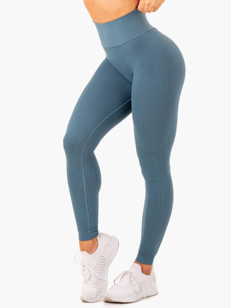 Steel Blue Ryderwear Women Leggings Honeycomb Scrunch Seamless Women's Leggings | AU1873RW