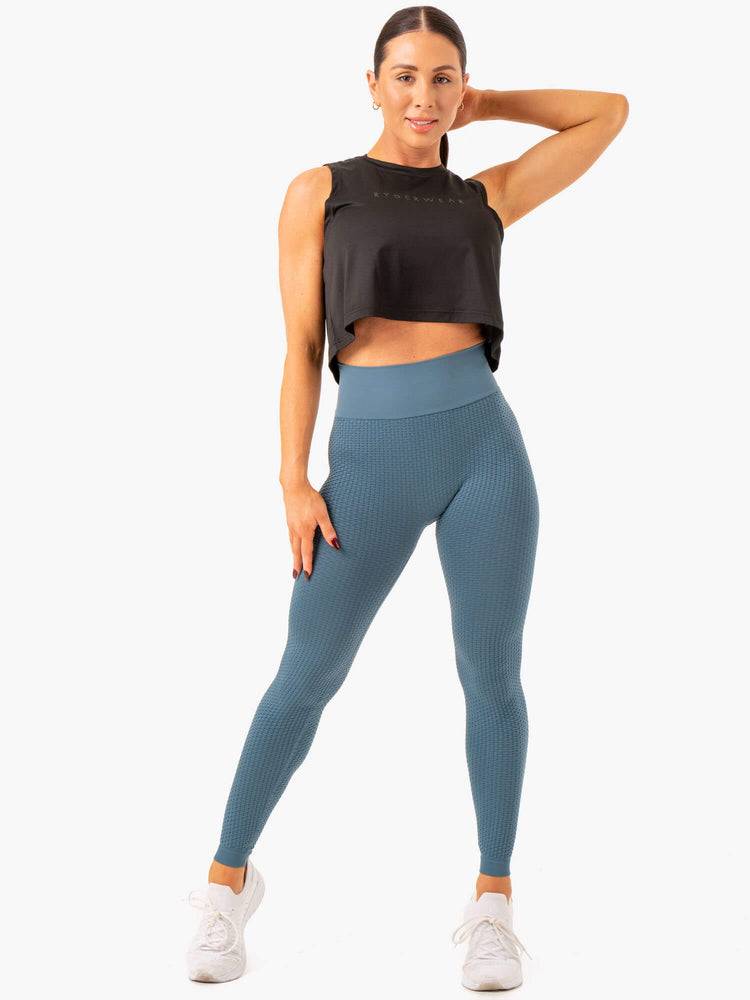 Steel Blue Ryderwear Women Leggings Honeycomb Scrunch Seamless Women's Leggings | AU1873RW