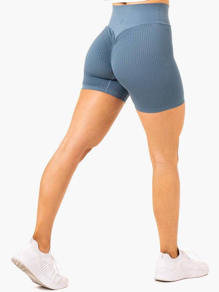 Steel Blue Ryderwear Women Shorts Honeycomb Scrunch Seamless Women\'s Shorts | AU2132EX