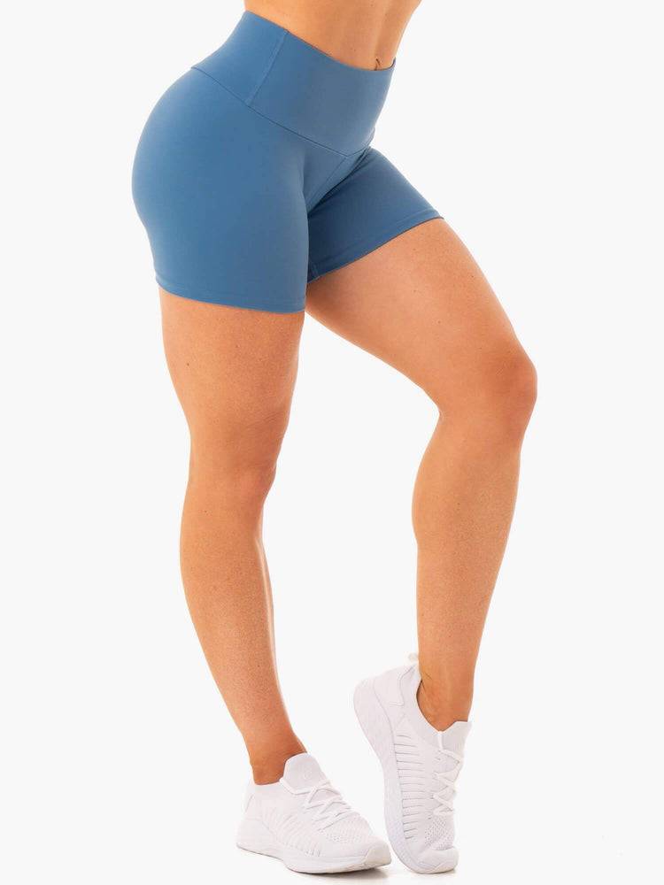 Steel Blue Ryderwear Women Shorts Staples Scrunch Bum Mid Length Women's Shorts | AU1946NB