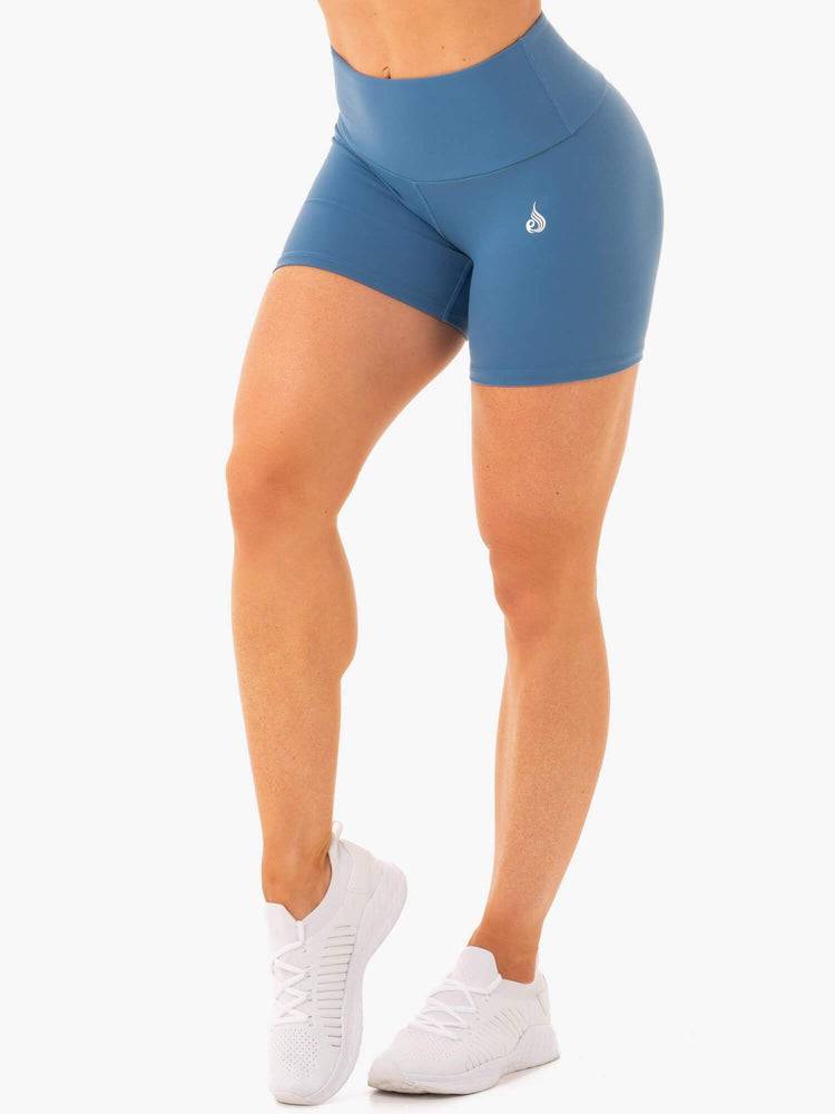 Steel Blue Ryderwear Women Shorts Staples Scrunch Bum Mid Length Women\'s Shorts | AU1946NB