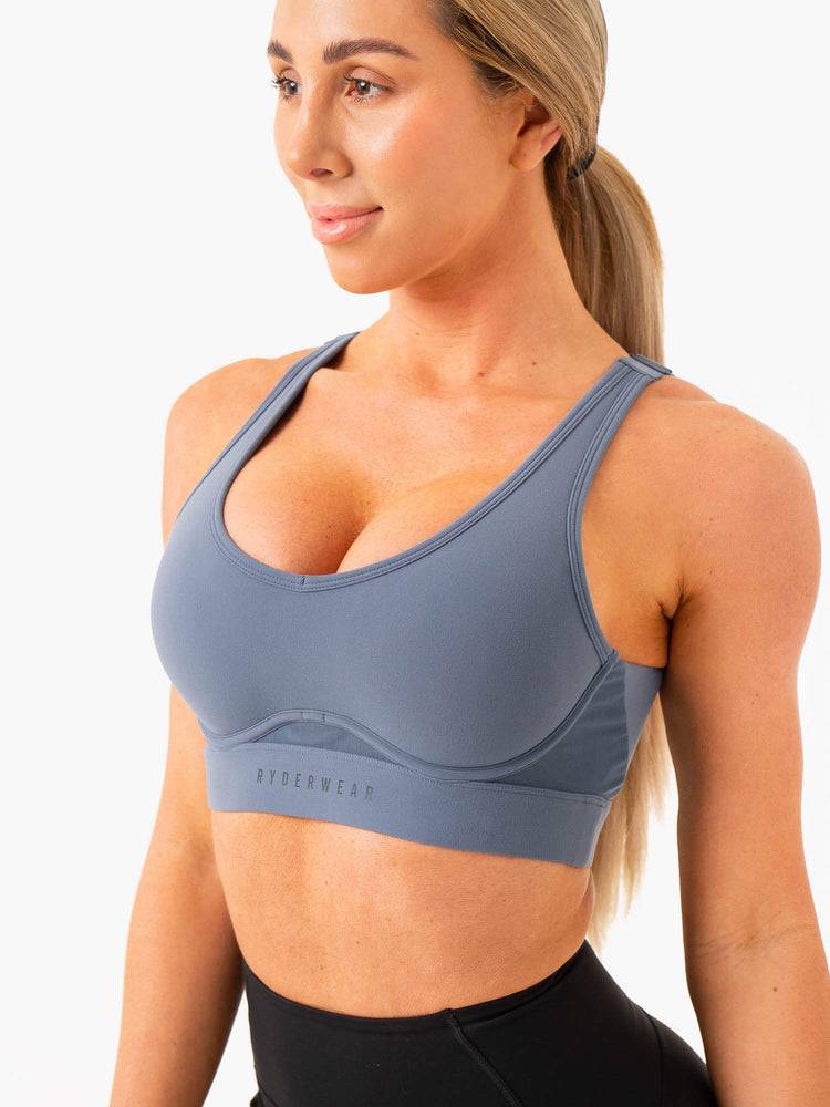 Steel Blue Ryderwear Women Sports Bra Heighten High Impact Women's Sports Bra | AU2289RW