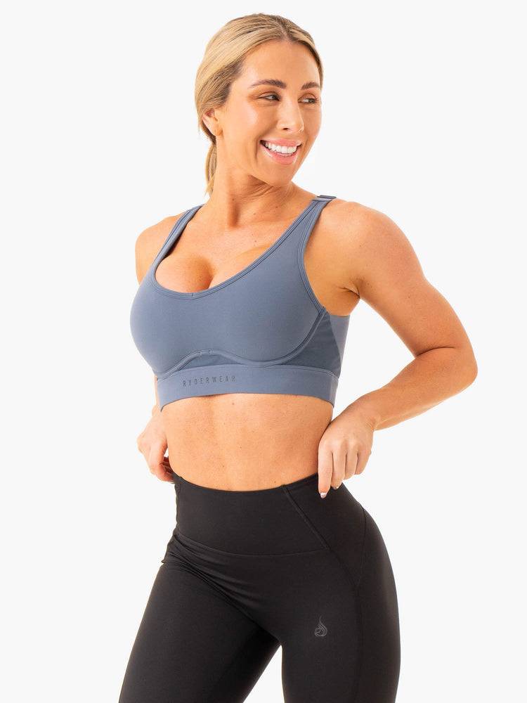 Steel Blue Ryderwear Women Sports Bra Heighten High Impact Women's Sports Bra | AU2289RW