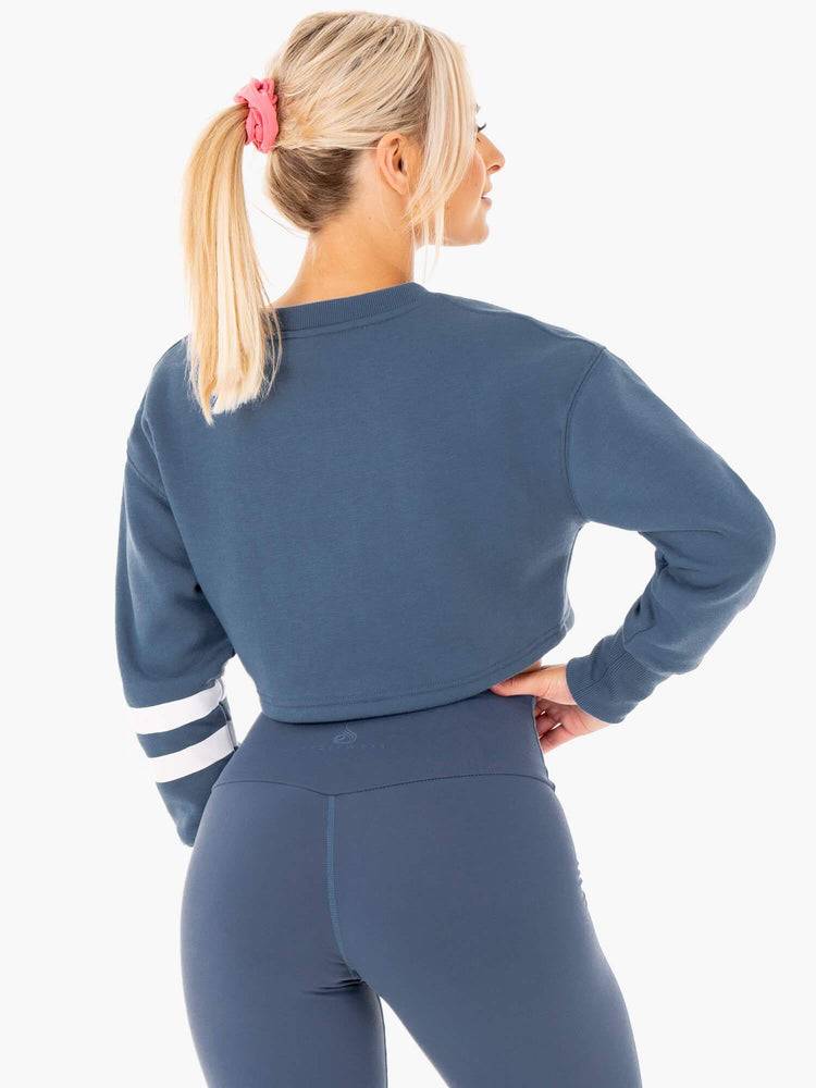 Steel Blue Ryderwear Women Sweaters Motion Cropped Women's Sweaters | AU2598FM