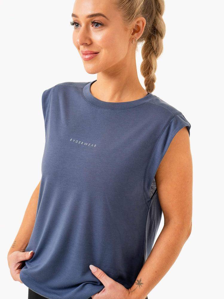 Steel Blue Ryderwear Women Tanks Element Wide Cut Women's Tanks | AU2850WY