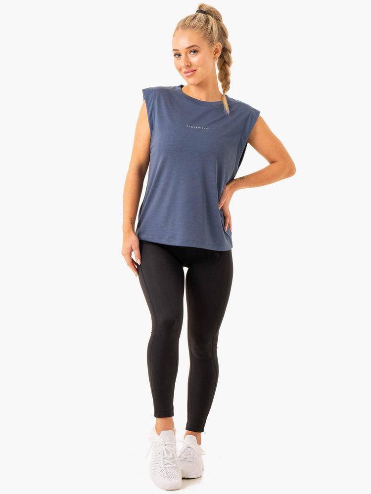 Steel Blue Ryderwear Women Tanks Element Wide Cut Women's Tanks | AU2850WY