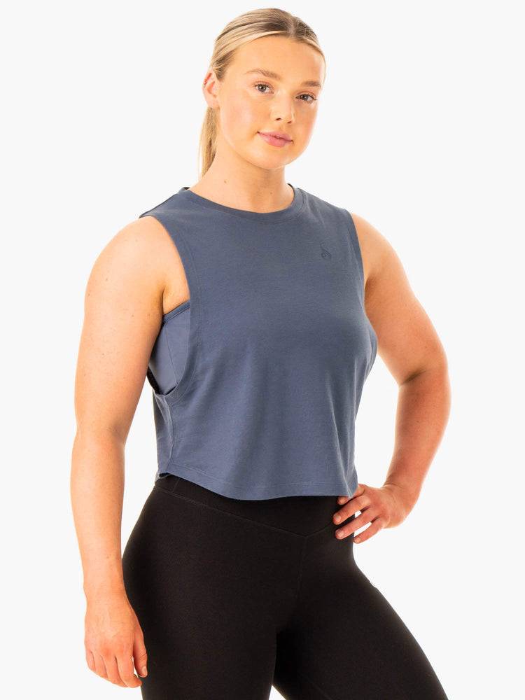 Steel Blue Ryderwear Women Tanks Flow Scoop Women's Tanks | AU2841AP