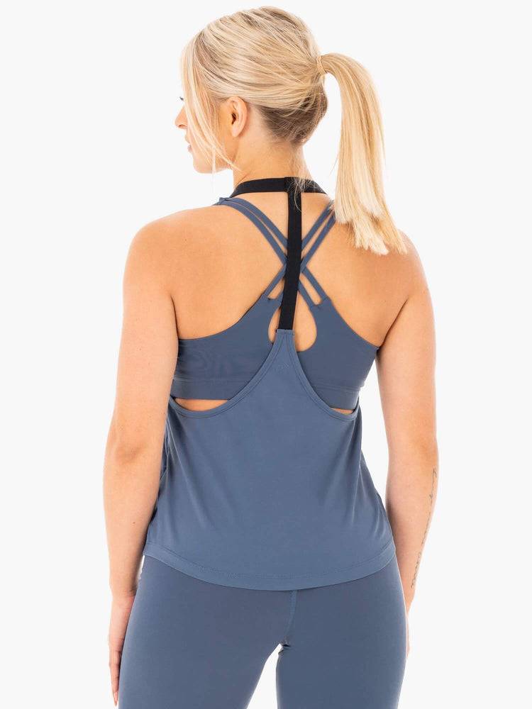 Steel Blue Ryderwear Women Tanks Motion Slinky T-Back Women's Tanks | AU2997GL