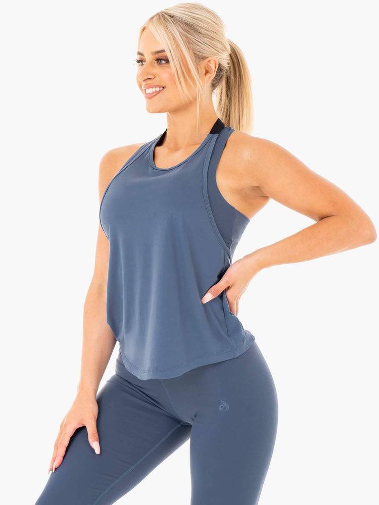 Steel Blue Ryderwear Women Tanks Motion Slinky T-Back Women's Tanks | AU2997GL