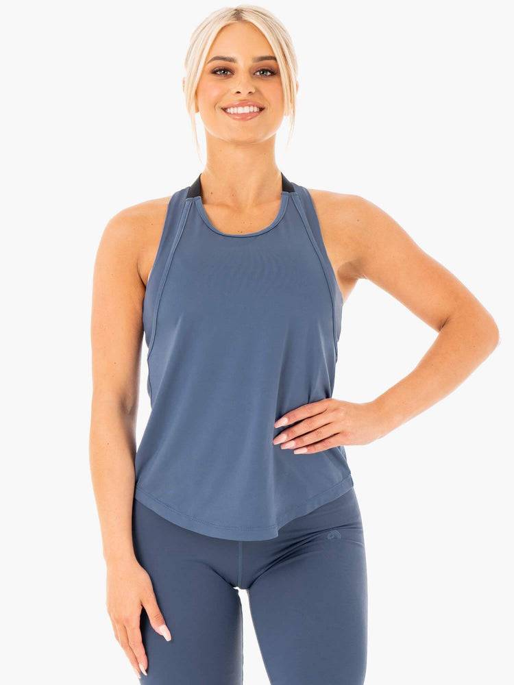 Steel Blue Ryderwear Women Tanks Motion Slinky T-Back Women\'s Tanks | AU2997GL