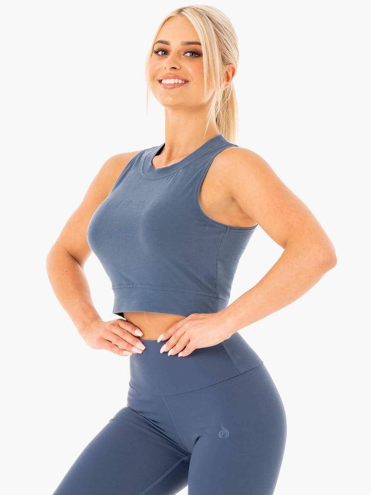 Steel Blue Ryderwear Women Tanks Motion Crop Top Women's Tanks | AU3004IS