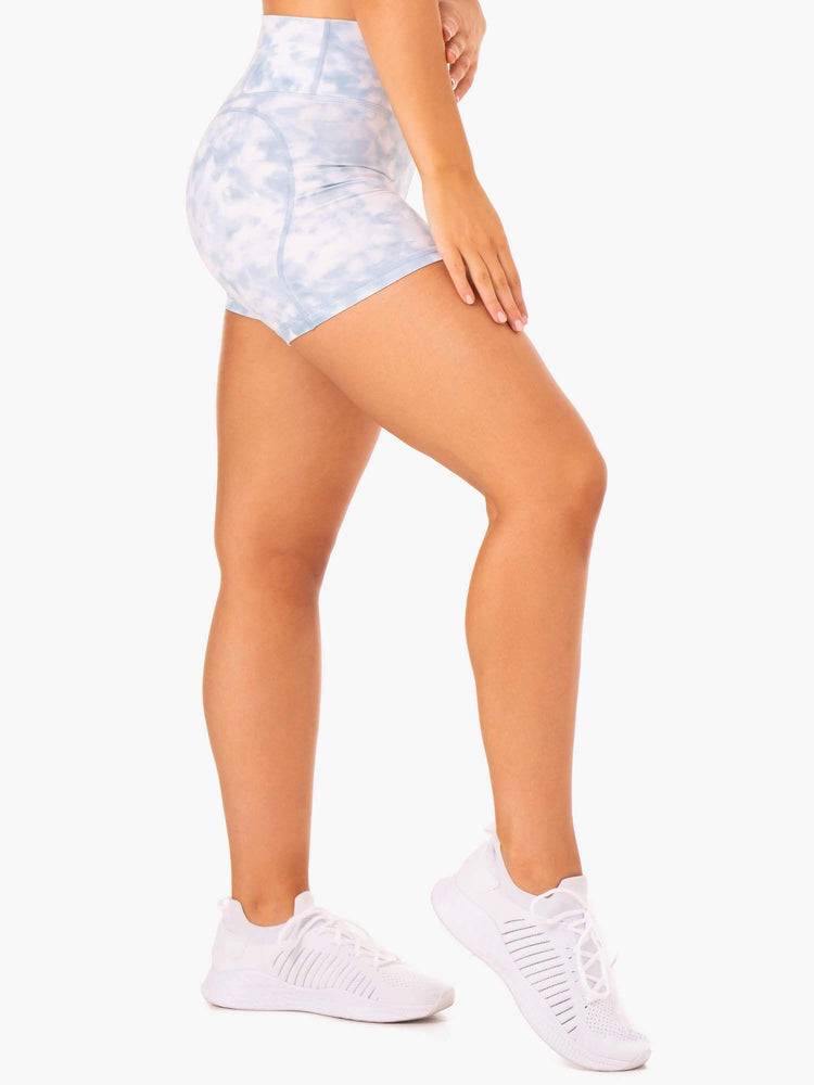 Steel Blue Tie Dye Ryderwear Women Shorts Tie Dye Mid Length Women's Shorts | AU2016JJ