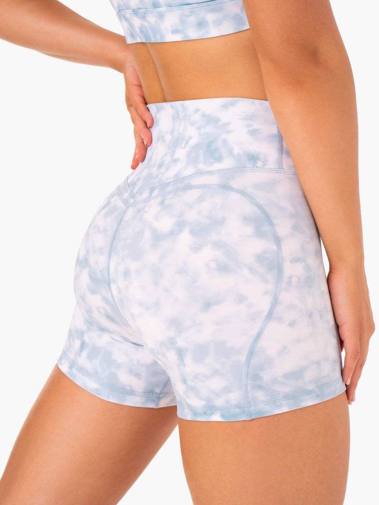 Steel Blue Tie Dye Ryderwear Women Shorts Tie Dye Mid Length Women's Shorts | AU2016JJ