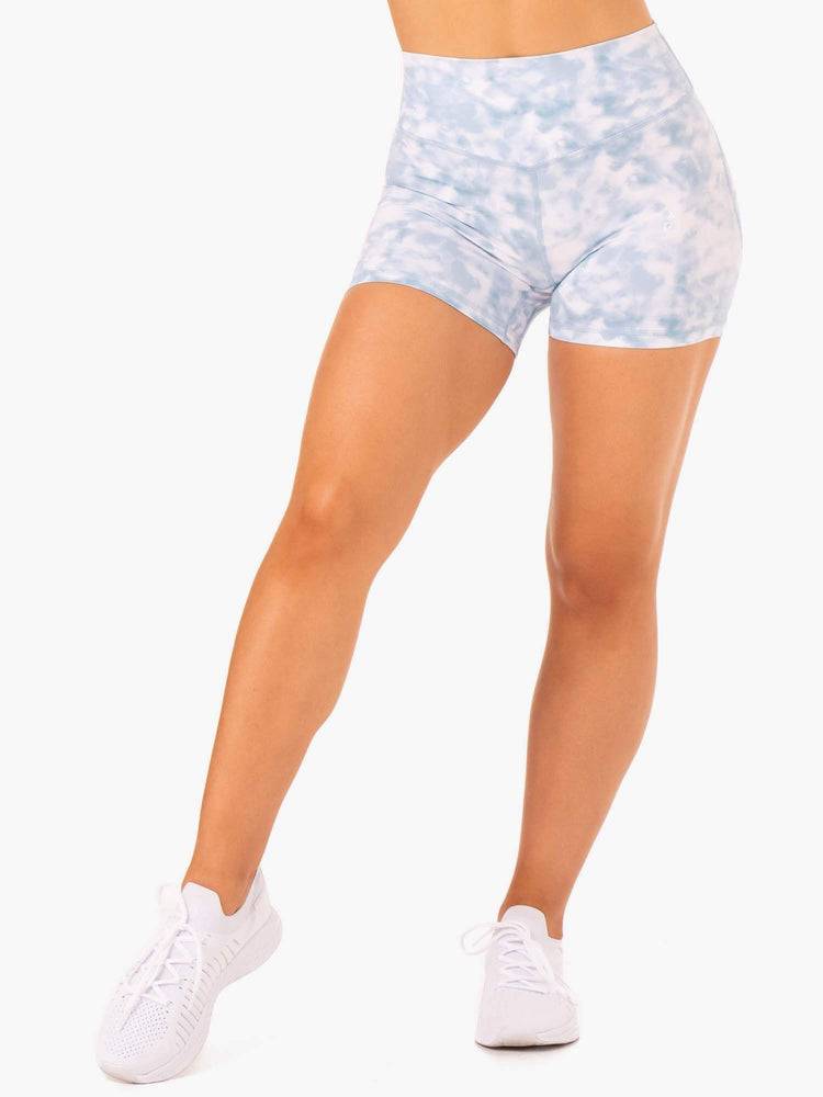 Steel Blue Tie Dye Ryderwear Women Shorts Tie Dye Mid Length Women\'s Shorts | AU2016JJ